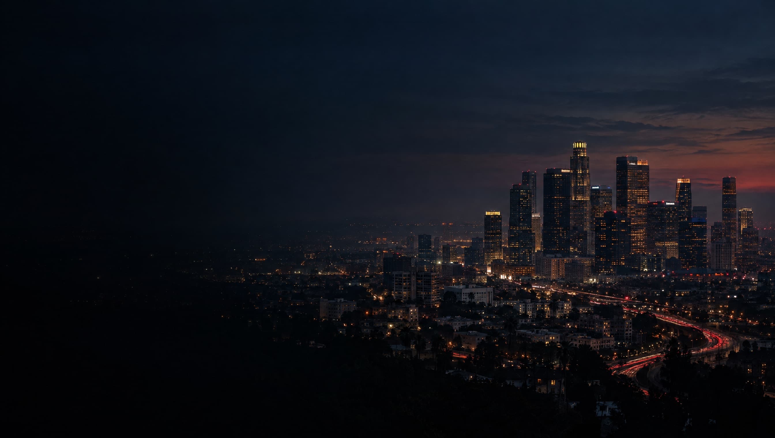 Downtown Los Angeles skyline at dusk
